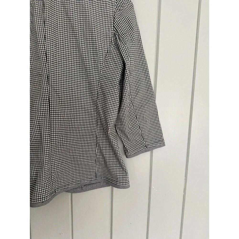 Talbots Gingham Blazer 6 Stretch Black White Cotton Poplin Sprint Summer - Picture 7 of 8